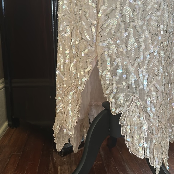 Light Pink Vintage 100% Silk Sequin Dress - Picture 6 of 6